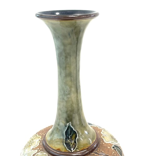 113 - Pair of Royal Doulton Lambeth stoneware slater ware vase's circa 1890, unfortunately one has been da... 