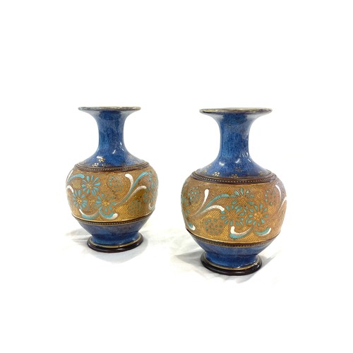 124 - Pair of Antique Royal Doulton Slater’s studio pottery vases, good overall condition inscribed 940, H... 