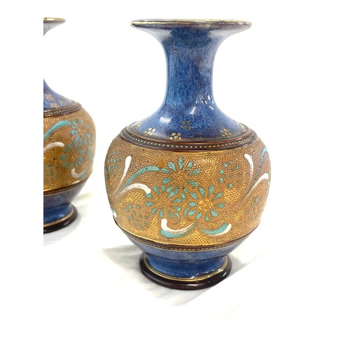 124 - Pair of Antique Royal Doulton Slater’s studio pottery vases, good overall condition inscribed 940, H... 