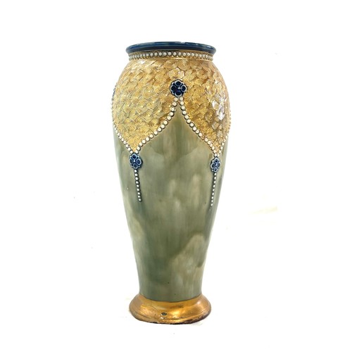 66 - Antique Royal Doulton Slater 8924 vase green and gold swirl, good overall condition, makers marks to... 