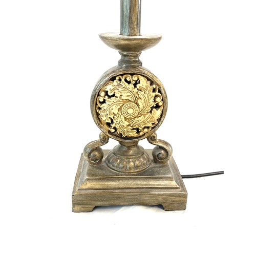 95 - Antique tall brass side lamp, approximate height including shade 32 inches , working order