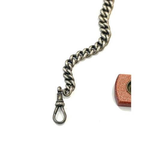 547 - Antique silver hallmarked Albert chain with fob, approximate total weight 65g, approximate length: 1... 