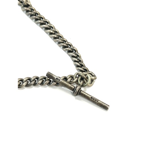 547 - Antique silver hallmarked Albert chain with fob, approximate total weight 65g, approximate length: 1... 