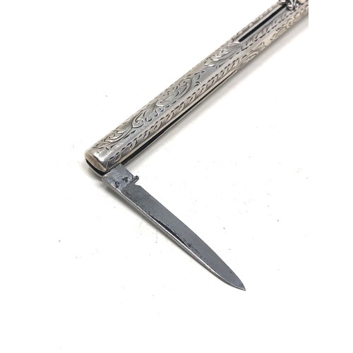 24 - Antique silver propelling pen & pencil with inserted folding knife