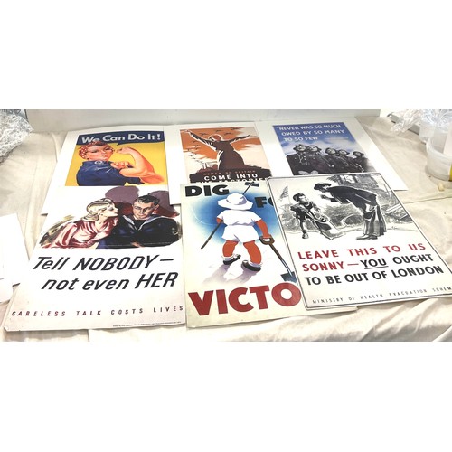 94 - Selection of vintage WWII remembered posters, approximate poster measures 12 x 16 inch