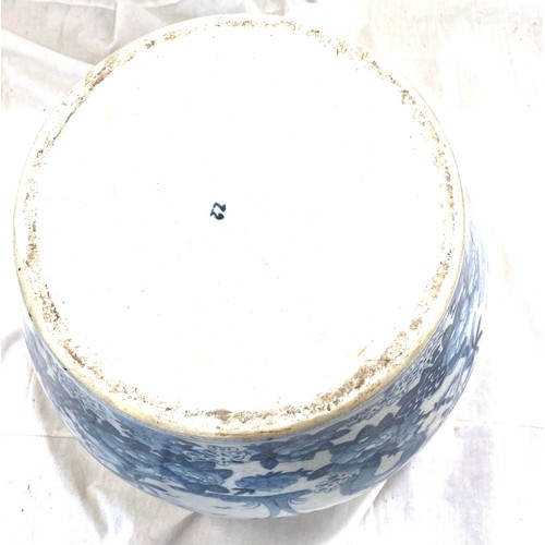 213 - Blue and white jardiniere, marks to bass measures approx 11