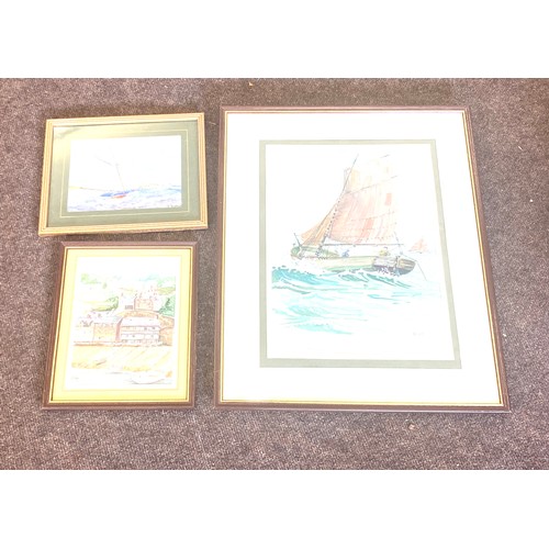 115 - 3 Framed water colours, signed largest measures 21