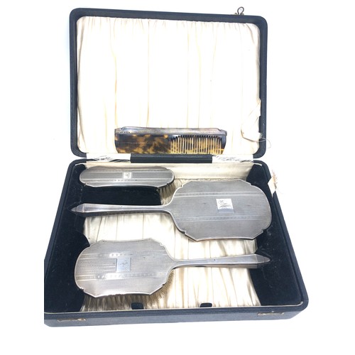 66 - Boxed antique silver brush set