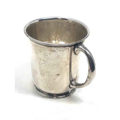 101 - Antique silver mug London silver hallmarks height approx 8cm weight 95g age related marks and dents