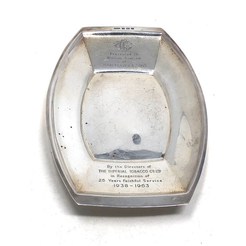 97 - Silver presentation tray measures approx 17cm by 10.5cm weight 116g