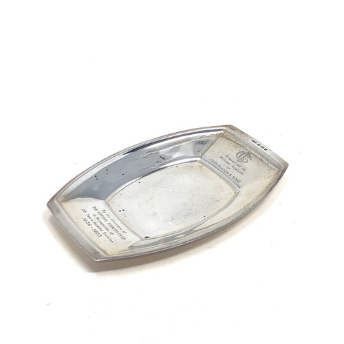 97 - Silver presentation tray measures approx 17cm by 10.5cm weight 116g