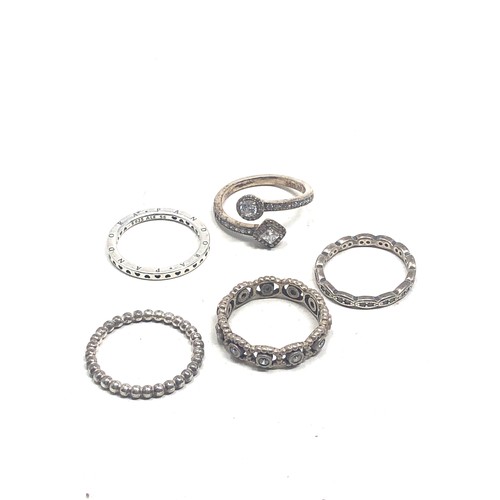 372 - 5 silver pandora rings