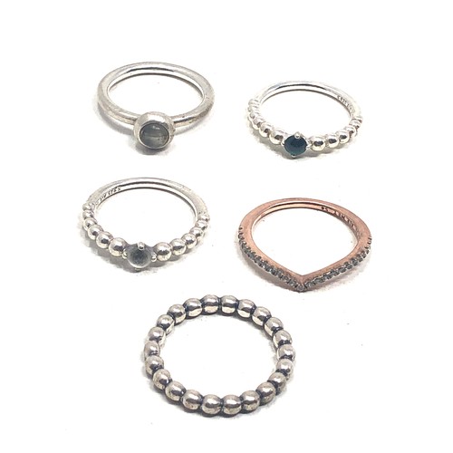 338 - 5 pandora silver rings