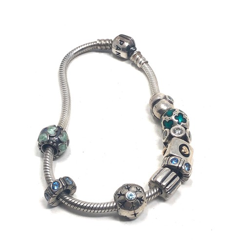 378 - Pandora silver bracelet & charms