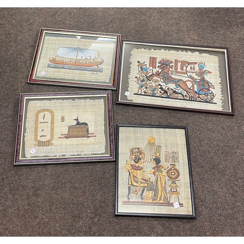 106 - Selection of 4 framed Egyptian on cloth pictures
