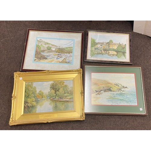 90 - Selection of 4 framed pictures, various sizes