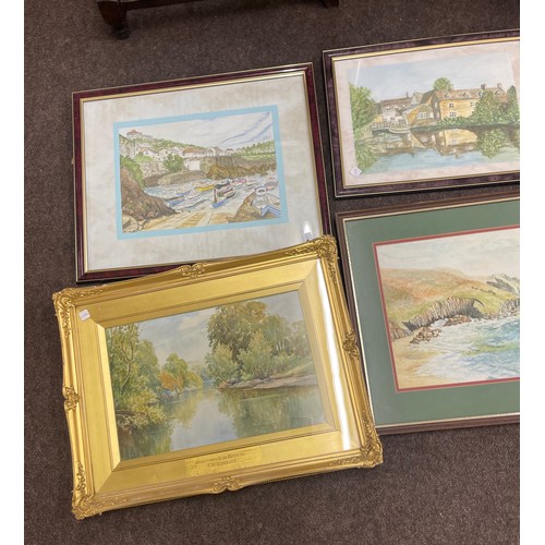 90 - Selection of 4 framed pictures, various sizes