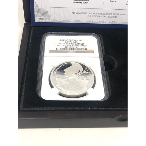 423 - Westminster collection fine silver britannia proof coins 2015 & 2016 boxed with c.o.a