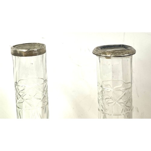 48 - Selection of silver top glass vases, all hallmarked, various styles, various height