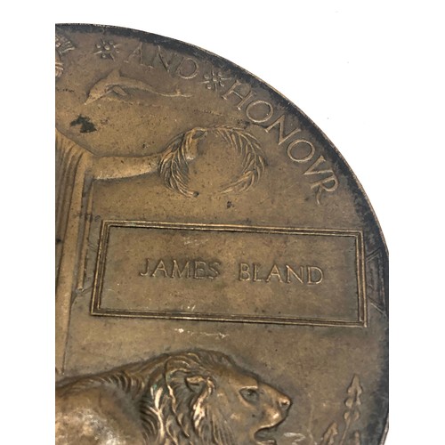 411 - ww1 death plaque to james bland