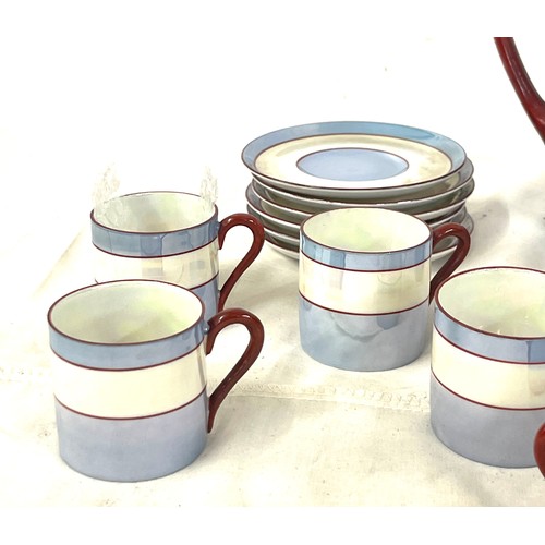 593 - Porcelain coffee set to include 6 cups, saucers, milk, sugar, pot