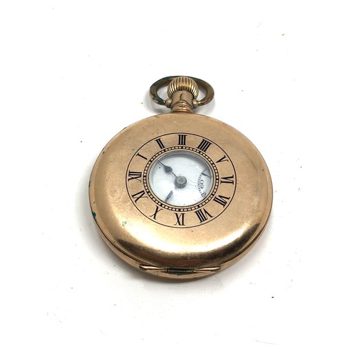 389 - Antique gold plated half hunter pinnacle pocket watch  spares or repair