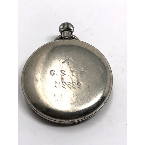 386 - Moeris g.s.t.p military pocket watch non working spares or repair