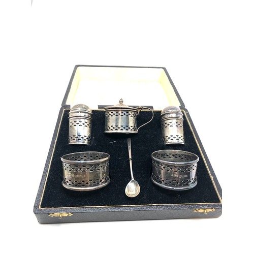 85 - Boxed silver cruet set & napkin rings birmingham silver hallmarks