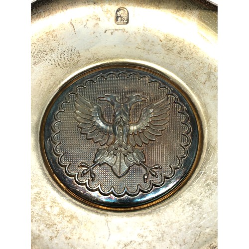 110 - Silver double eagle set pin dish measures approx 9cm dia weight 78g