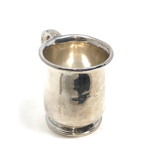 74 - Vintage silver mug engraved initials measures approx 8cm high weight 77g