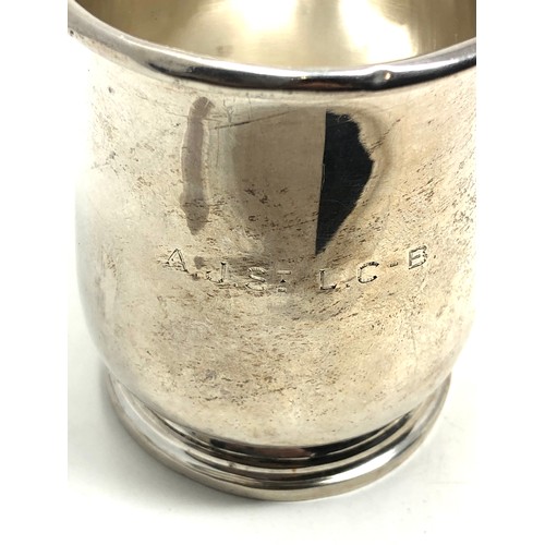 74 - Vintage silver mug engraved initials measures approx 8cm high weight 77g