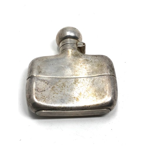 109 - Small antique silver hip flask Sheffield silver hallmarks engraved 121 pioneers weight 65g