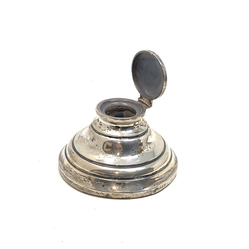 105 - antique silver inkwell measures approx 10cm dia age related wear & marks