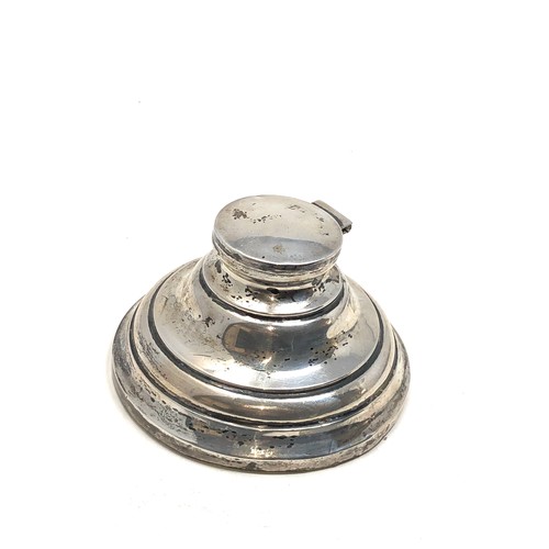 105 - antique silver inkwell measures approx 10cm dia age related wear & marks