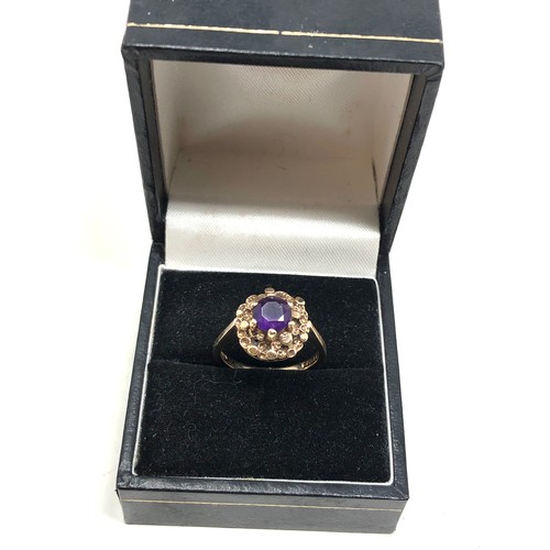 116 - 9ct gold amethyst dress ring weight 3.3g