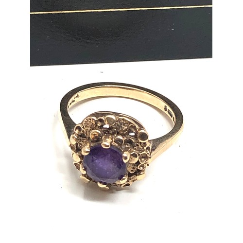 116 - 9ct gold amethyst dress ring weight 3.3g