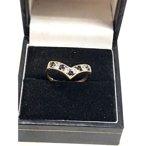 117 - 9ct gold sapphire & diamond dress ring weight 2g