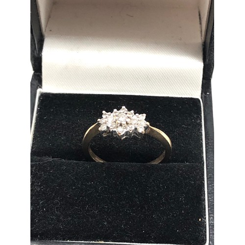 120 - 9ct gold diamond cluster ring weight 2g diamond weight 0.25ct