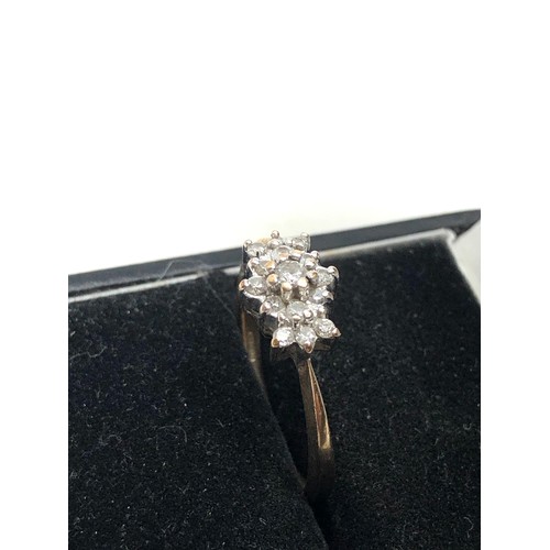 120 - 9ct gold diamond cluster ring weight 2g diamond weight 0.25ct