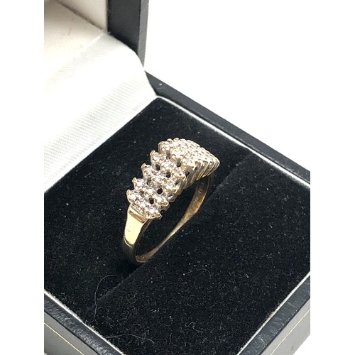 123 - 9ct gold diamond cluster ring weight 2.3g