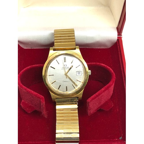 394 - Vintage Boxed Omega automatic geneve presentation gents wristwatch the watch is ticking but no warra... 