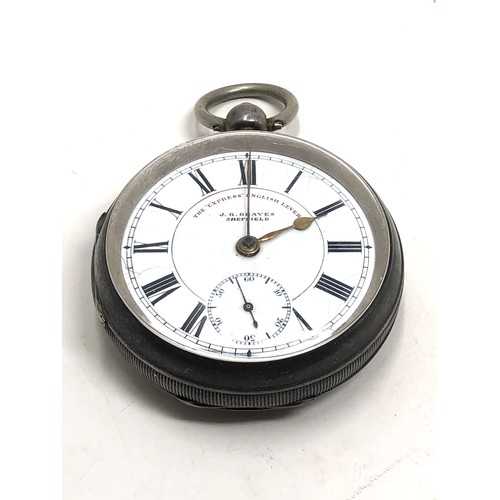 381 - Antique silver pocket watch J.G.Graves Sheffield the watch ticks but stops no warranty given