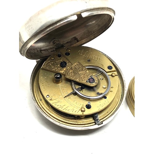 382 - Antique silver dial pair case fusee pocket watch Ellon Sheffield the watch winds and ticks but no wa... 