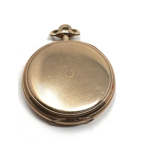 383 - Antique gold plated full hunter Waltham u.s.a pocket watch in working order but no warranty given