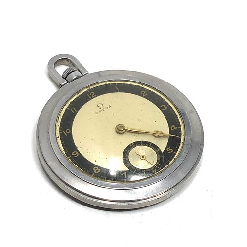 384 - Art deco Omega pocket watch in working order but no warranty given