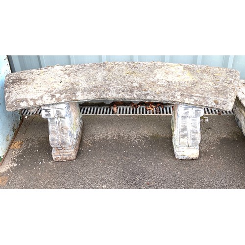 100B - Concrete 3 piece garden bench measures approx 18