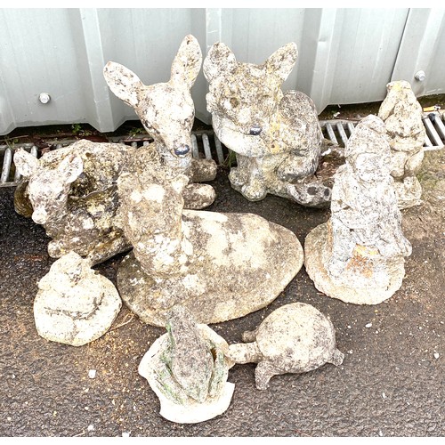 100E - Selection of 8 concrete garden ornaments