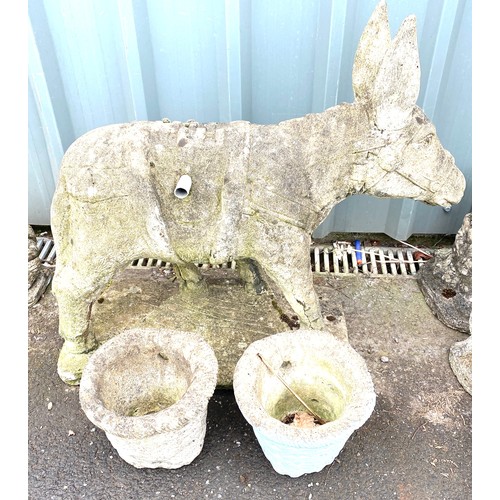100F - Large concrete donkey figure with planters measures approx 30
