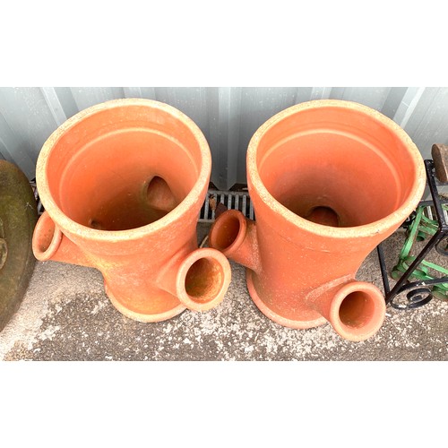 100H - 2 Terracota strawberry planters height approx 22
