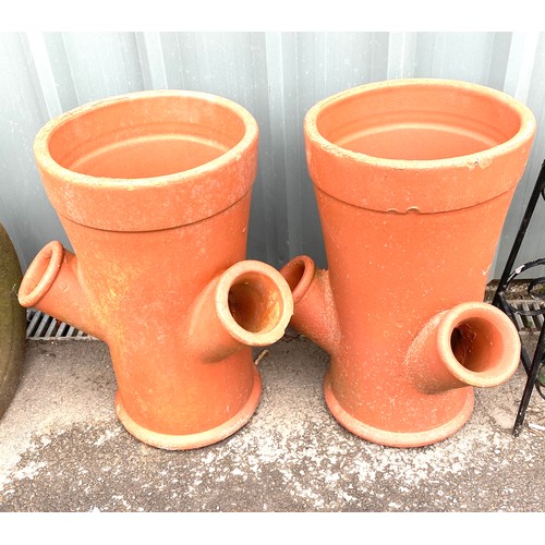 100H - 2 Terracota strawberry planters height approx 22